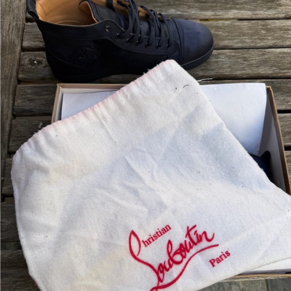Christian Louboutin Navy High-Top Sneakers - Picture 9 of 12